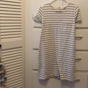 Madewell striped dress with button back
